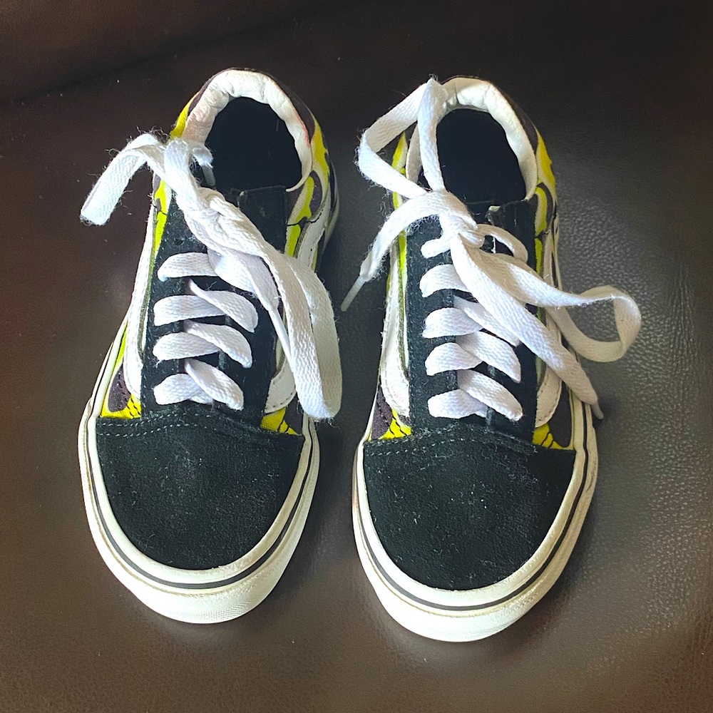 Vans Old Skool Black Slime Flame/True White Suede